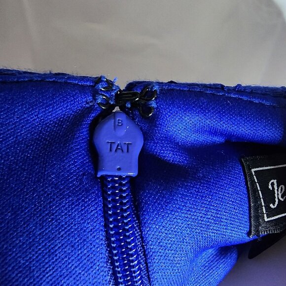 JESSICA HOWARD Solid All Blue Lace Overlay Zip Back Dress Womens Size 10P - Picture 6 of 7